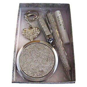 Purse Gift Set Crystal Mirror, Pen, Keychain, Clipper & Kate Spade Scent NEW